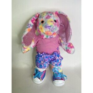 Build A Bear Floral Pawlette Bunny Rabbit Stuffed Plush Sparkly Ears Feet Outfit